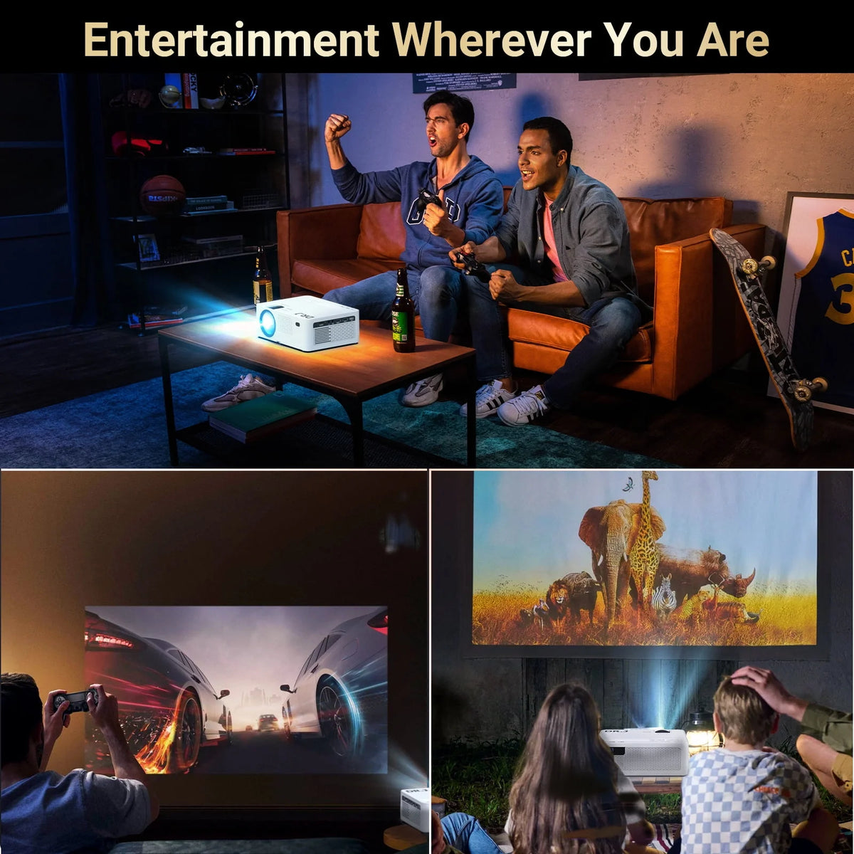 1080P 5G Wifi Bluetooth Projector with 120 Screen J4654