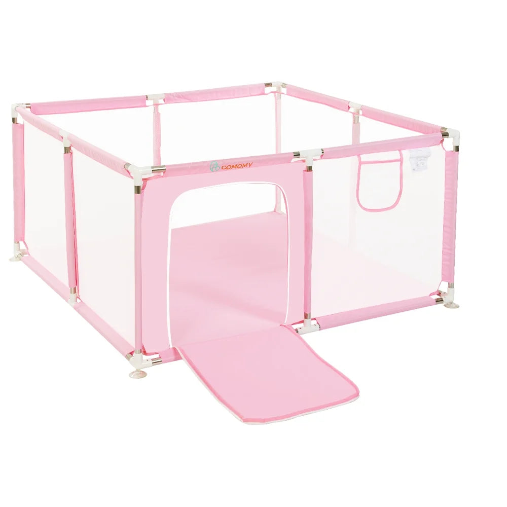 Portable 4-Panel Baby Playpen with Basketball Hoop, Grey V726