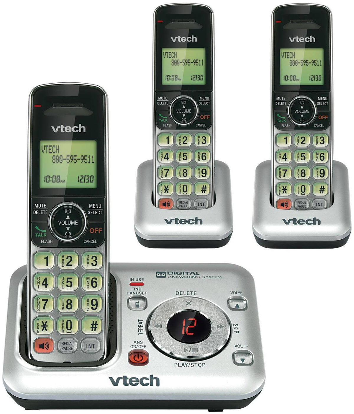 3-Handset DECT 6.0 Cordless Phone with Answering System J6925