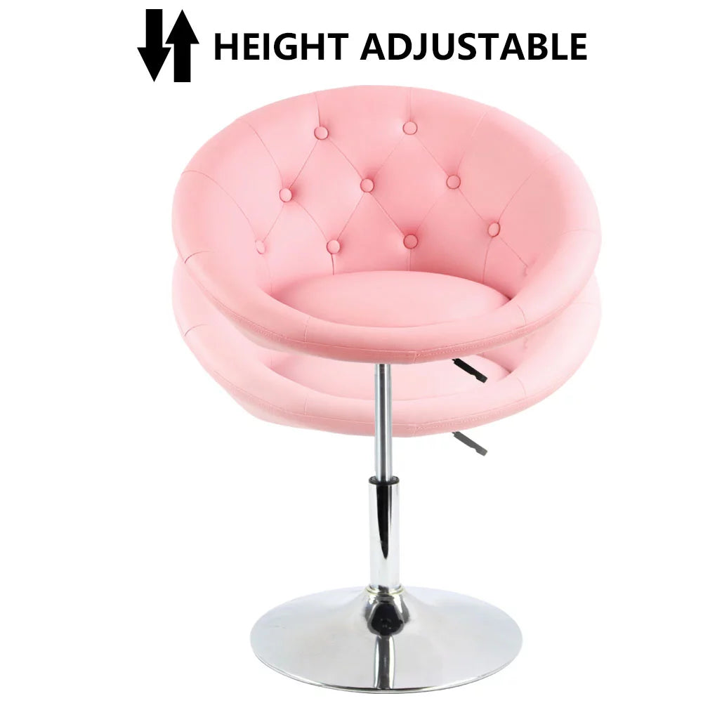 Pink PU Leather Tufted Adjustable Swivel Accent Chair S141