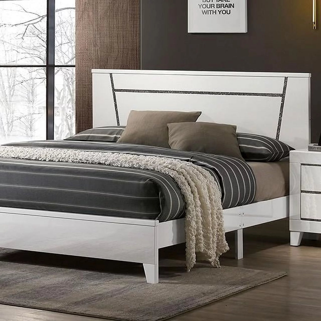 Contemporary White Solid Wood Full Bedroom Set 5pcs L193377