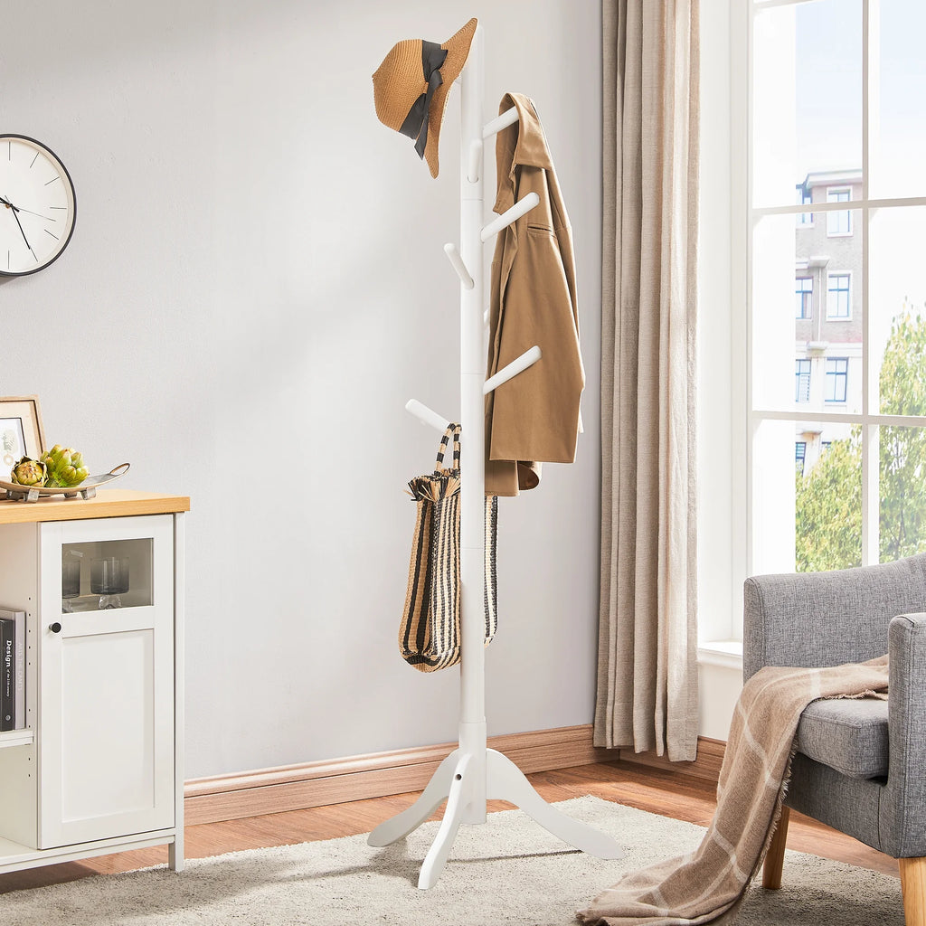 8 Hooks Solid Wood Free Standing Coat Rack Q2027