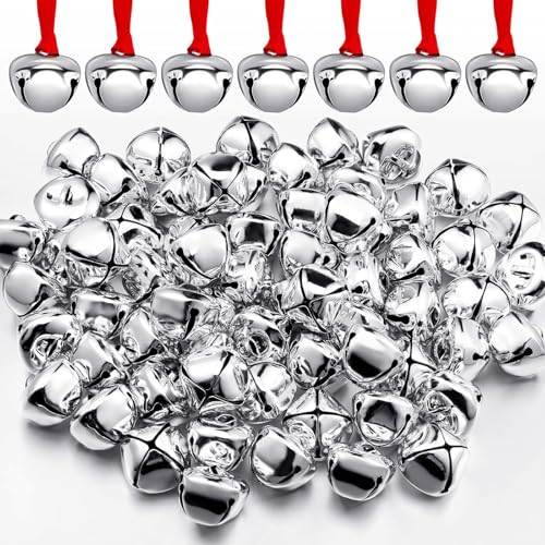 300 Pieces Christmas Bell Ornaments 1.5'' Silver P855