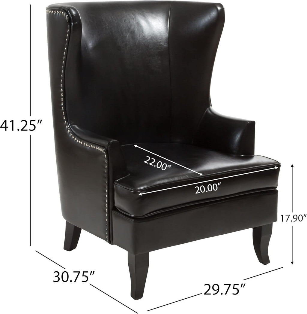 Black High Back Wing Chair O2228