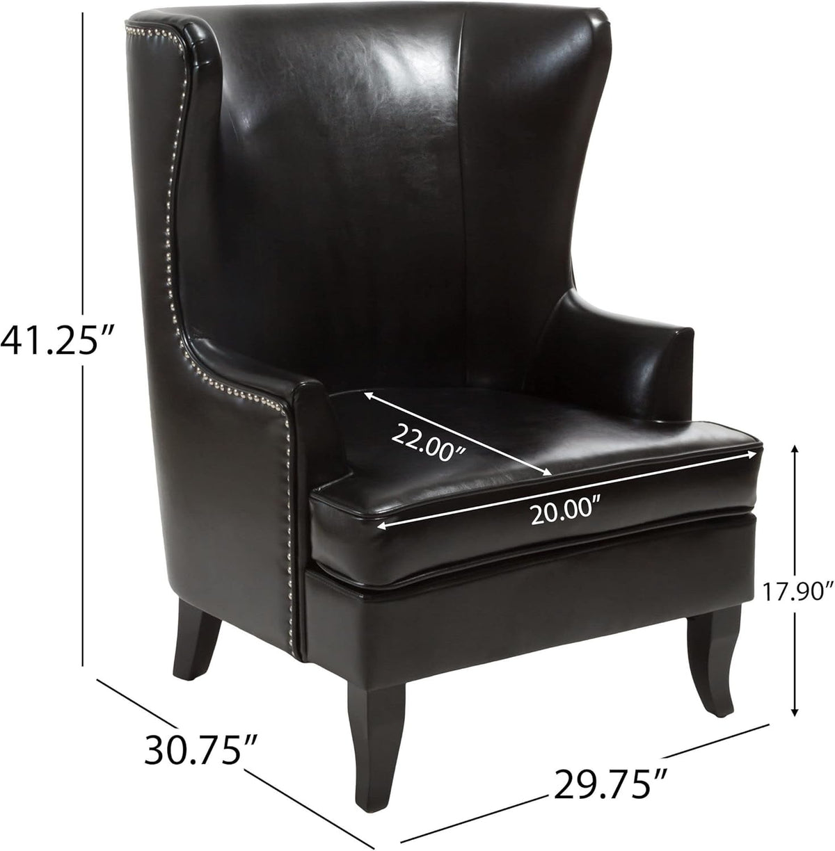 Black High Back Wing Chair O2228