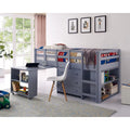 Twin Grey Loft Bed with Desk H8808