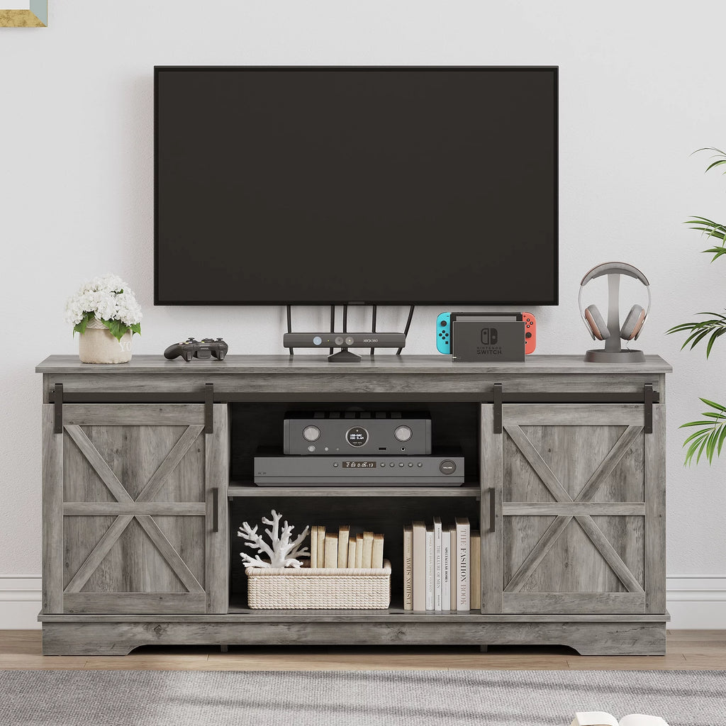 Farmhouse TV Stand with Barn Doors D782