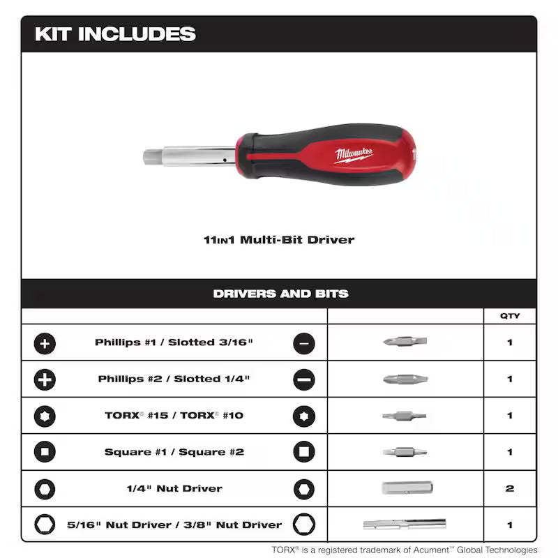 11-in-1 Multi-Tip Screwdriver D72912