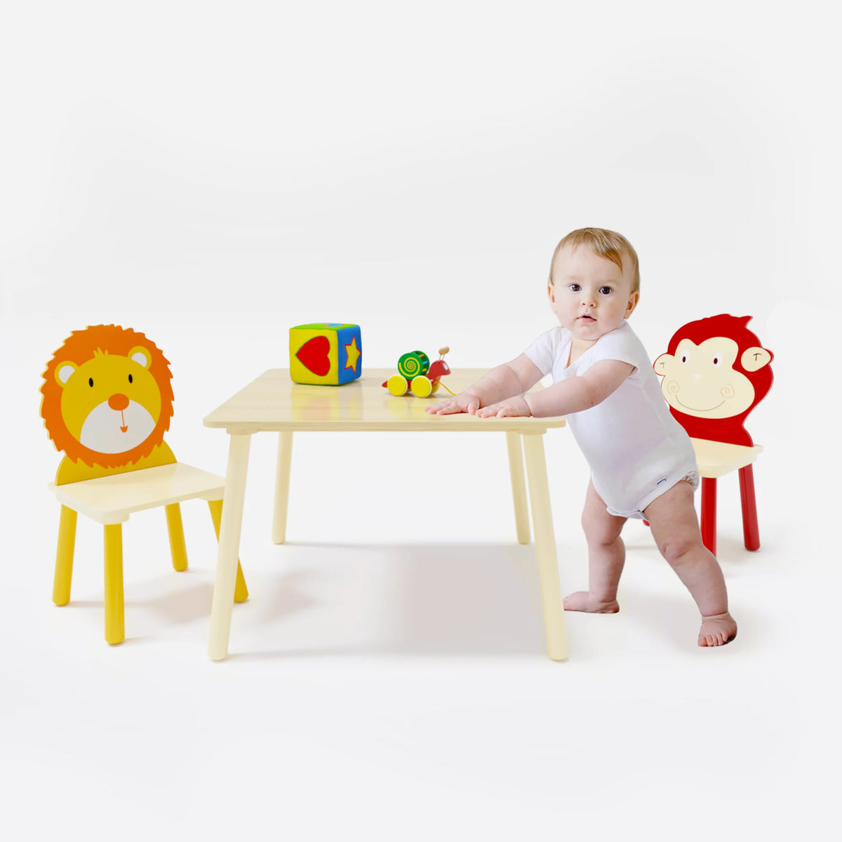 Kids Table and 2 Chairs Set 3-Piece Toddler Wooden Activity Play Table Set D481377