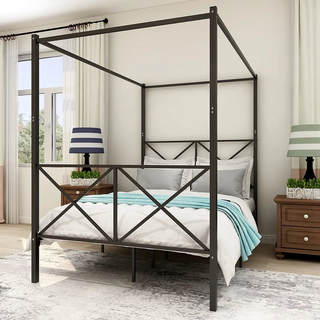 Full Black Metal Canopy Bed Frame M855183