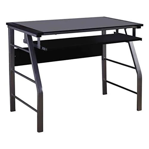 Glass and Metal Computer Workstation Desk C411
