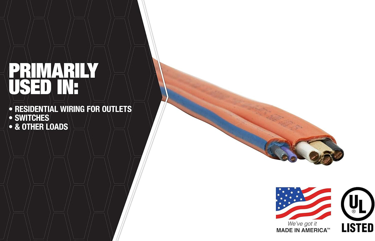 100' 10/3 with Ground Indoor Electrical Wire NM-B Orange P14036