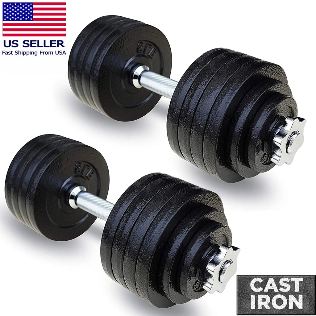 Adjustable Cast Iron Dumbbell Sets with Bars, Plates, Collars Y9675