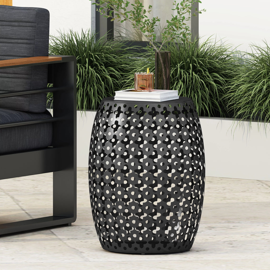 Black Metal Outdoor Side Table D91573