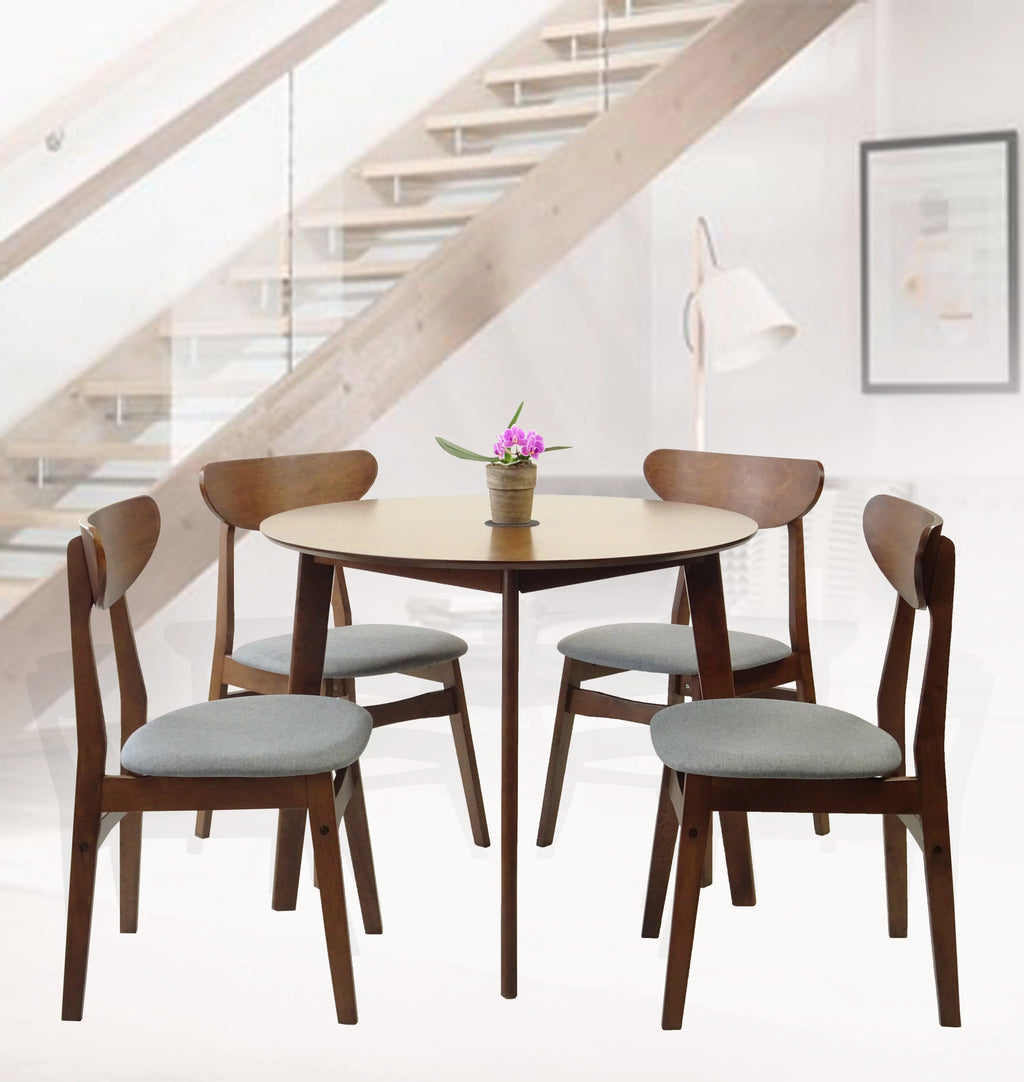 Set of 2 Chairs and Round Dining Table Solid Wood Padded Seat White Q270665