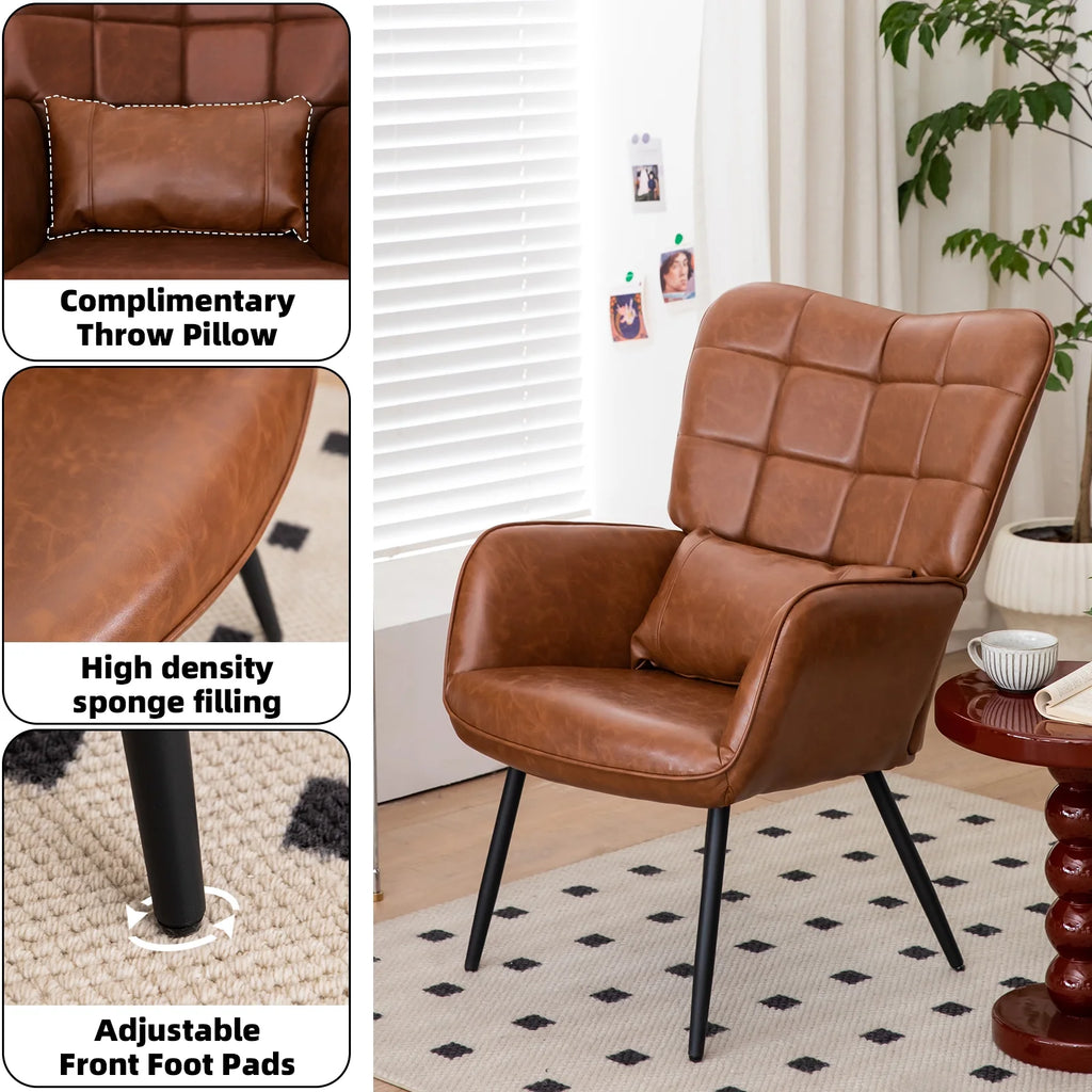 Bonded Leather Armchair with Metal Legs W2015