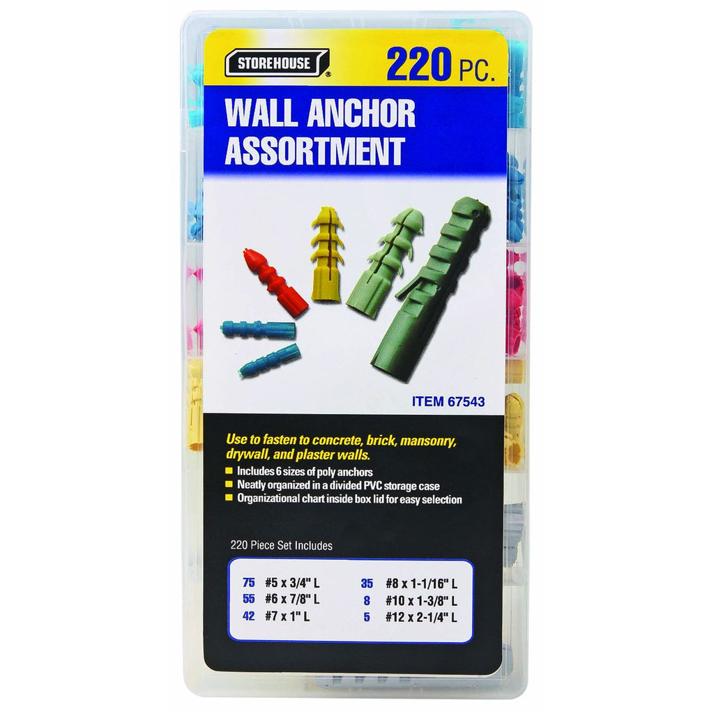 Wall Anchor Assortment, 220 Piece E639418
