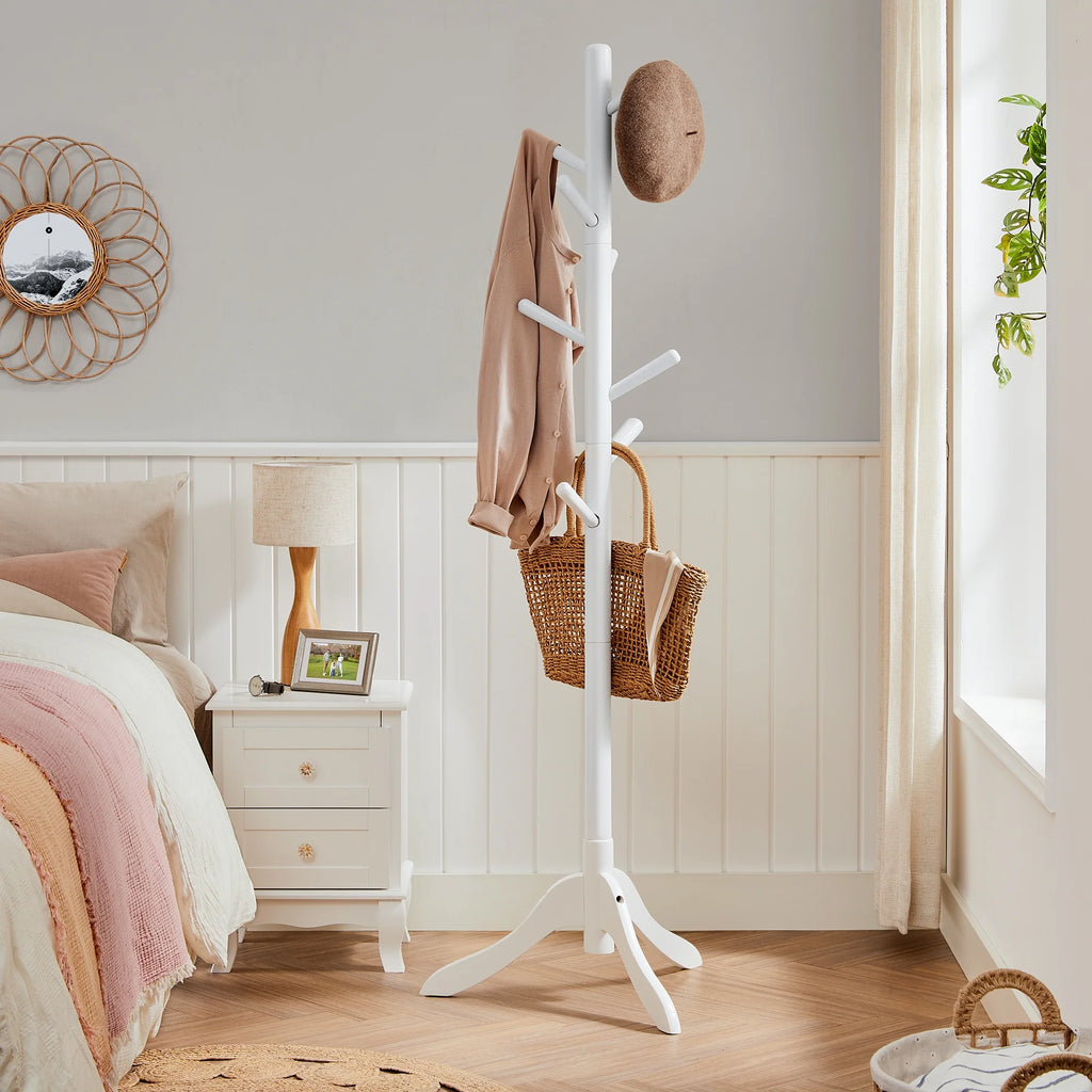 8 Hooks Solid Wood Free Standing Coat Rack Q2027