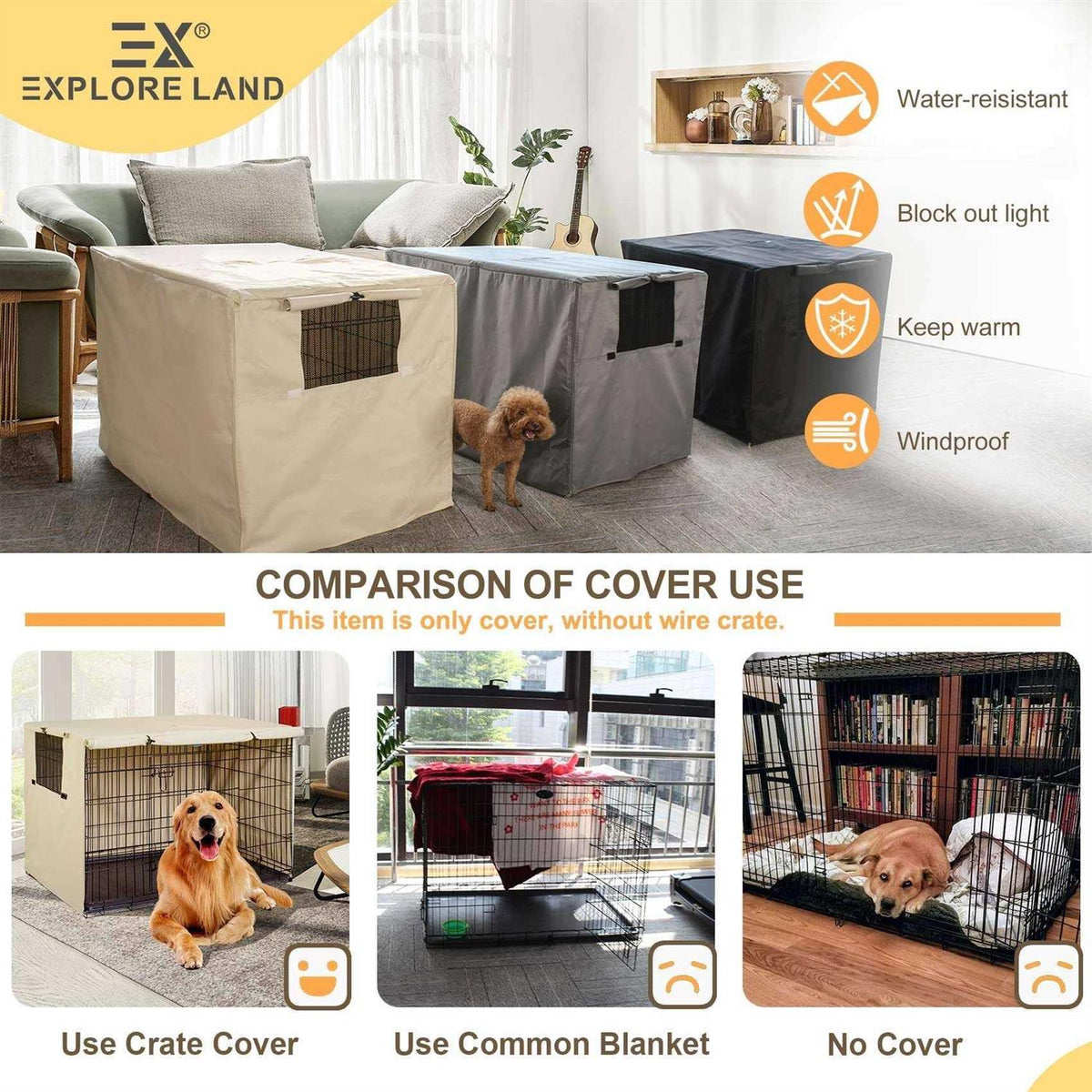 Dog Crate Cover Polyester Pet Kennel Cover D455203