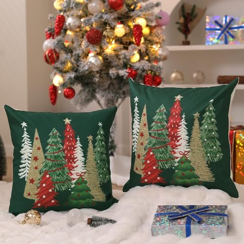 Christmas Pillow Covers 20x20 Inch Set of 2 Green Throw Pillows A960900