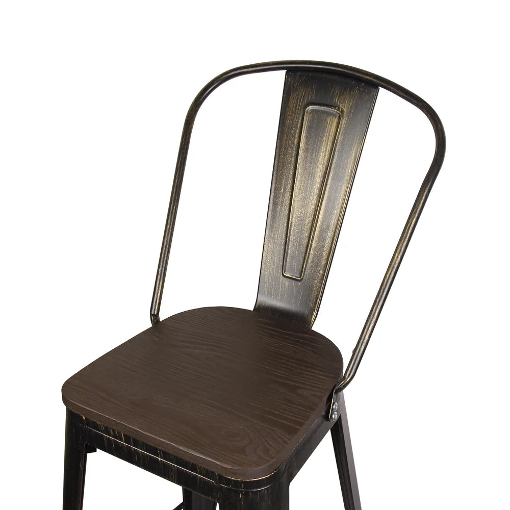 Antique Black High Back Bar Stools Set of 4 Y4936