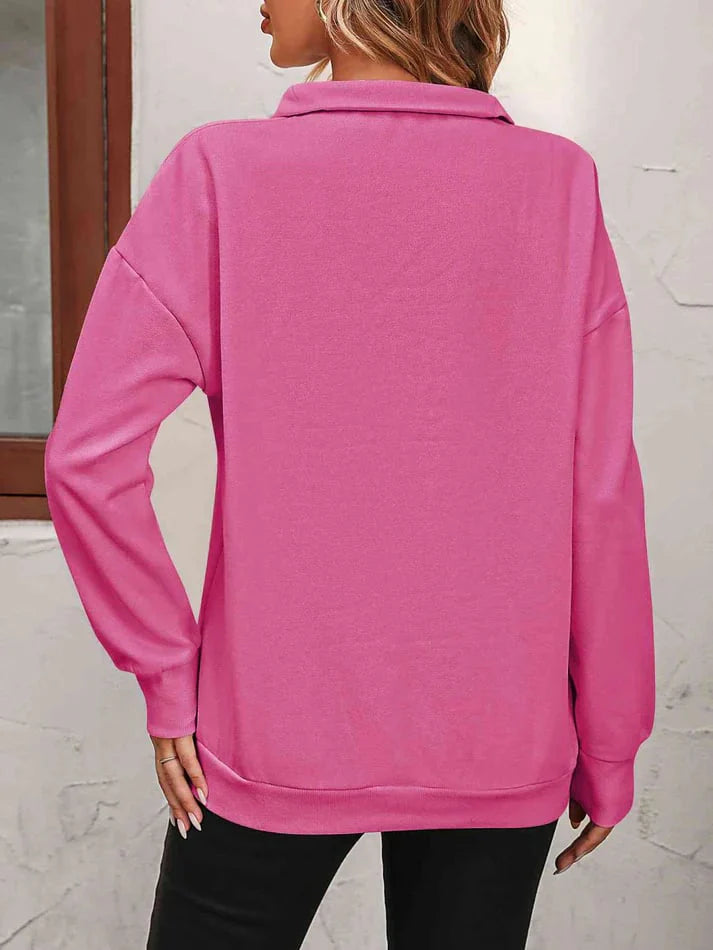 Womens Zip-Up Dropped Shoulder Sweatshirt G3765