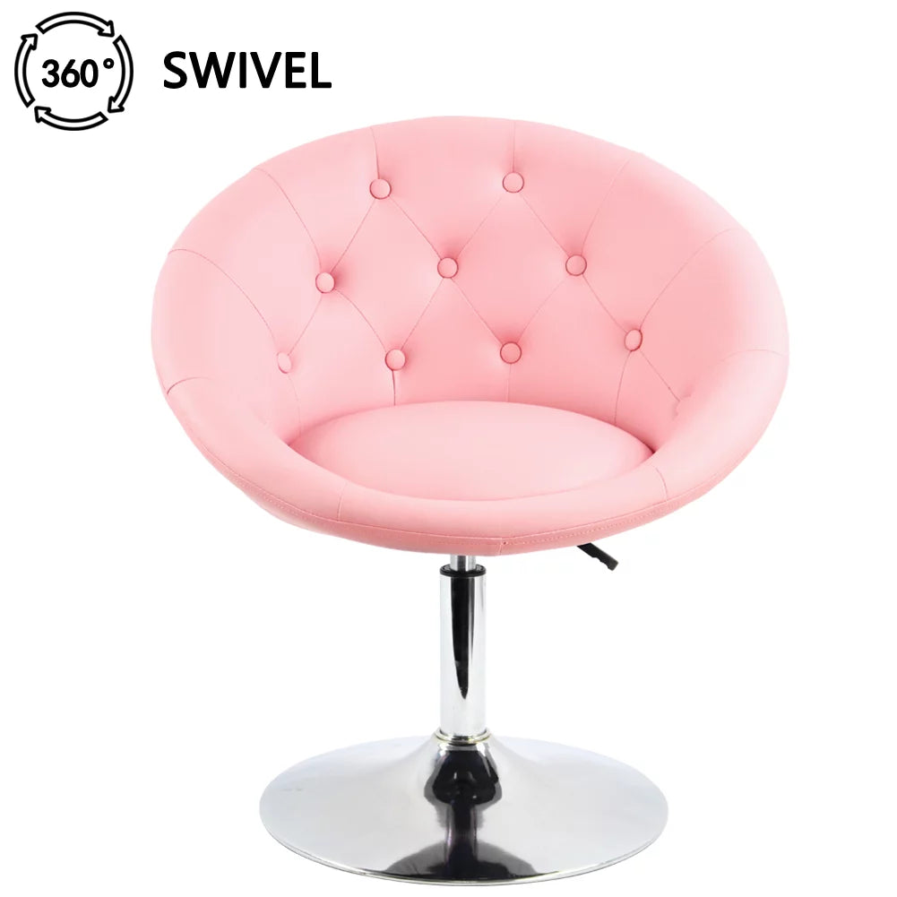 Pink PU Leather Tufted Adjustable Swivel Accent Chair S141