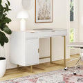 White Computer Desk with Drawers and Cabinet Storage B361482