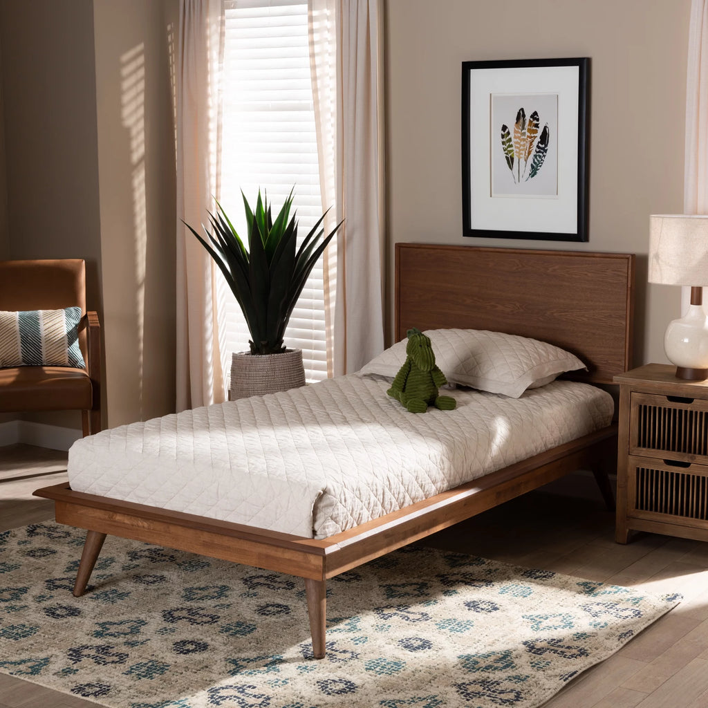 Twin Ash Walnut Platform Bed Q7183