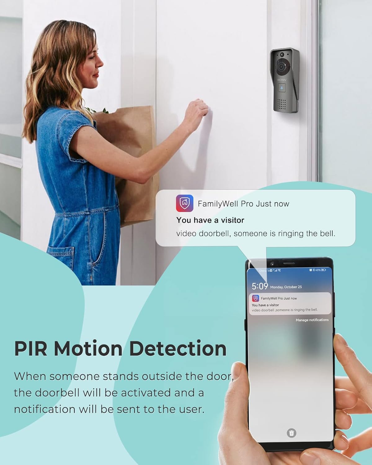Wired Video Doorbell Camera with 1080P HD T38239