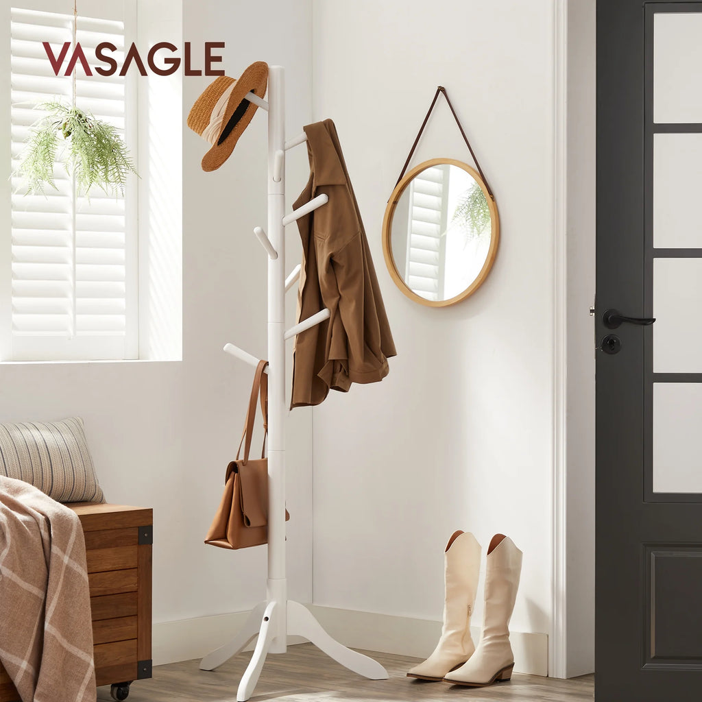 8 Hooks Solid Wood Free Standing Coat Rack Q2027