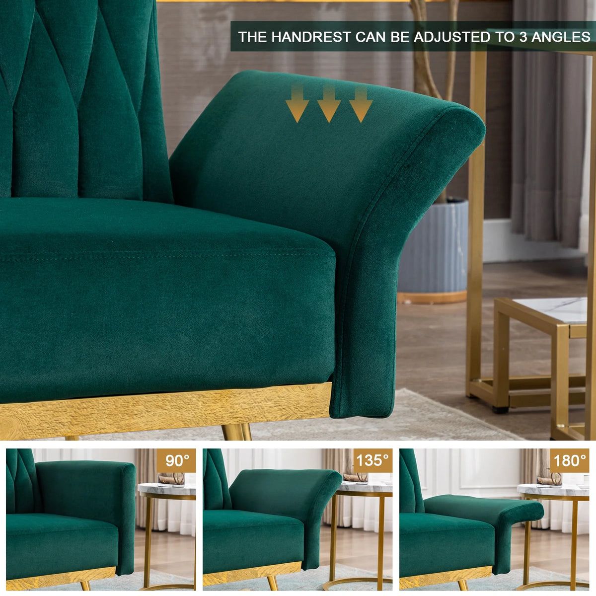 Green Velvet Convertible Futon Sofa Bed E294592