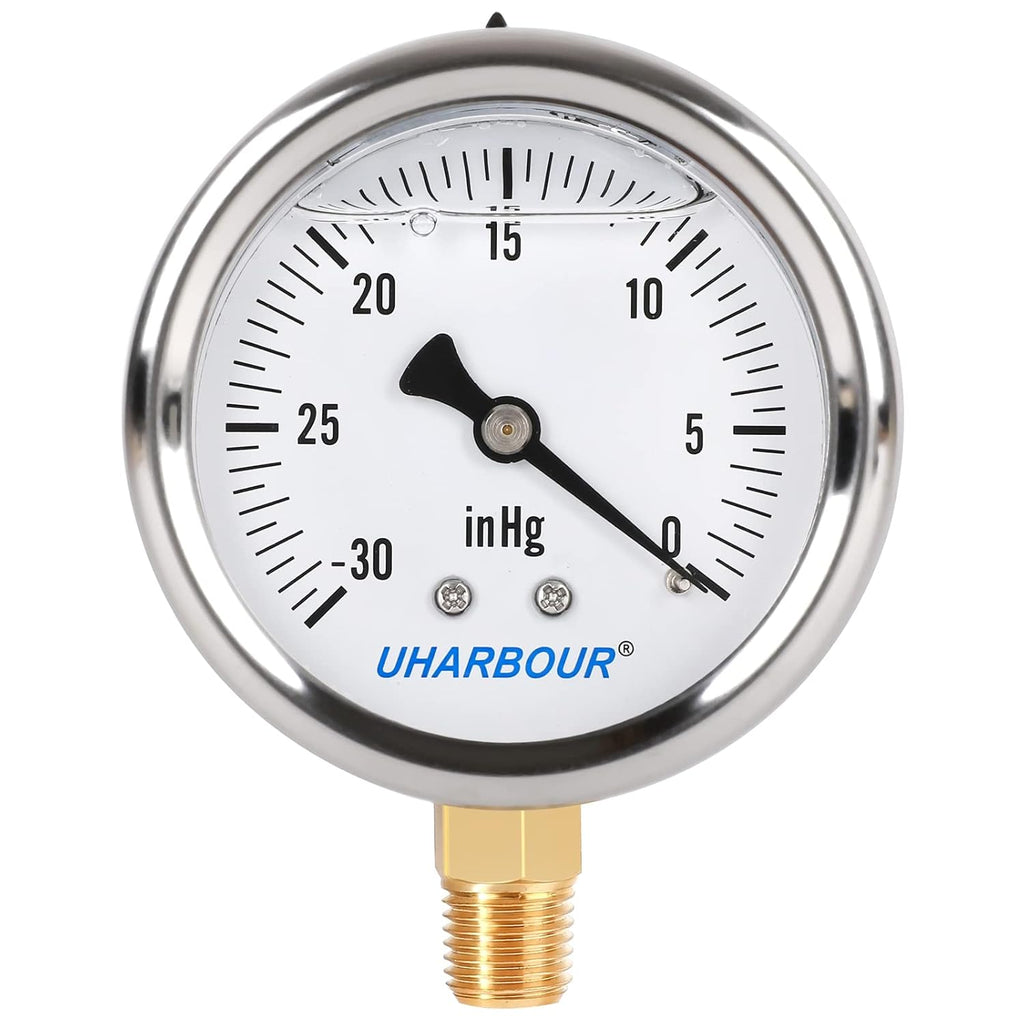 Glycerin Filled Pressure Gauge 5000psi/350bar Stainless Steel 2-1/2 dial 1/4NPT Back Connection P83859