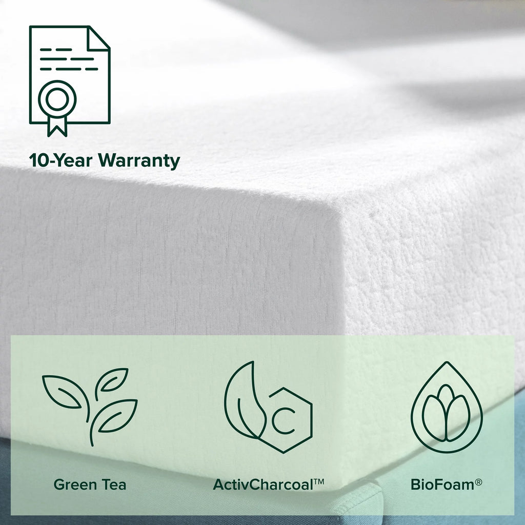 8 Green Tea Memory Foam Short Queen Mattress S430