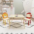 Kids Table and 2 Chairs Set 3-Piece Toddler Wooden Activity Play Table Set D481377