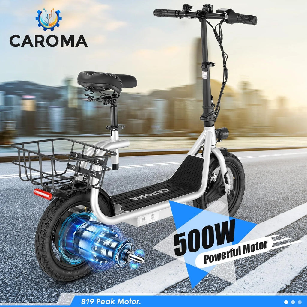 500W Electric Scooter with Seat, 14 inch, Silver C6072