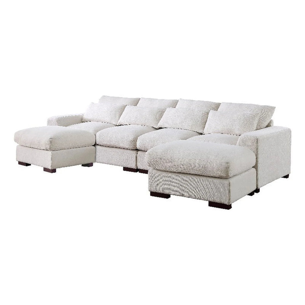 Beige Reversible Modular Fabric Sectional Sofa with Two Ottoman Q5128