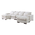Beige Reversible Modular Fabric Sectional Sofa with Two Ottoman Q5128