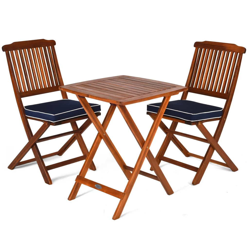 3 Pc Wooden Folding Patio Conversation Set D793337