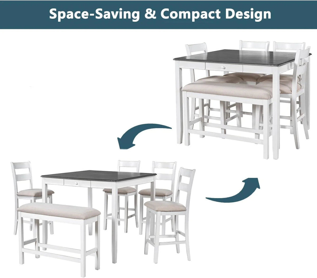 5-Piece Round Dining Table and Chairs Set Q9691