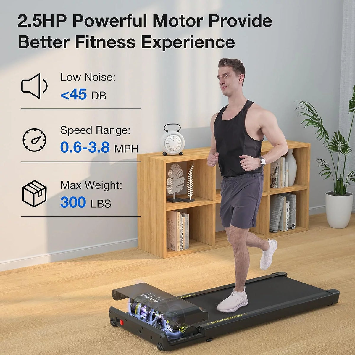 0.6-3.8 mph Under Desk Walking Treadmill with Remote Control LED Display U9121