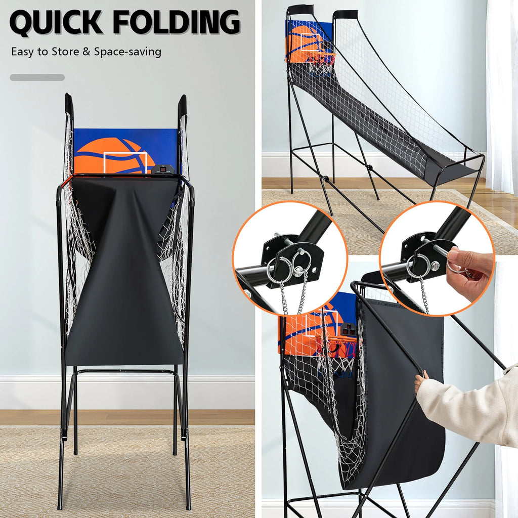 Foldable Single Shot Basketball Arcade Game with Electronic Scorer R21275