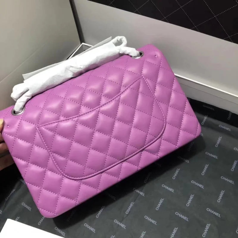 Purple Medium Size Lambskin Leather Flap Bag Z399322