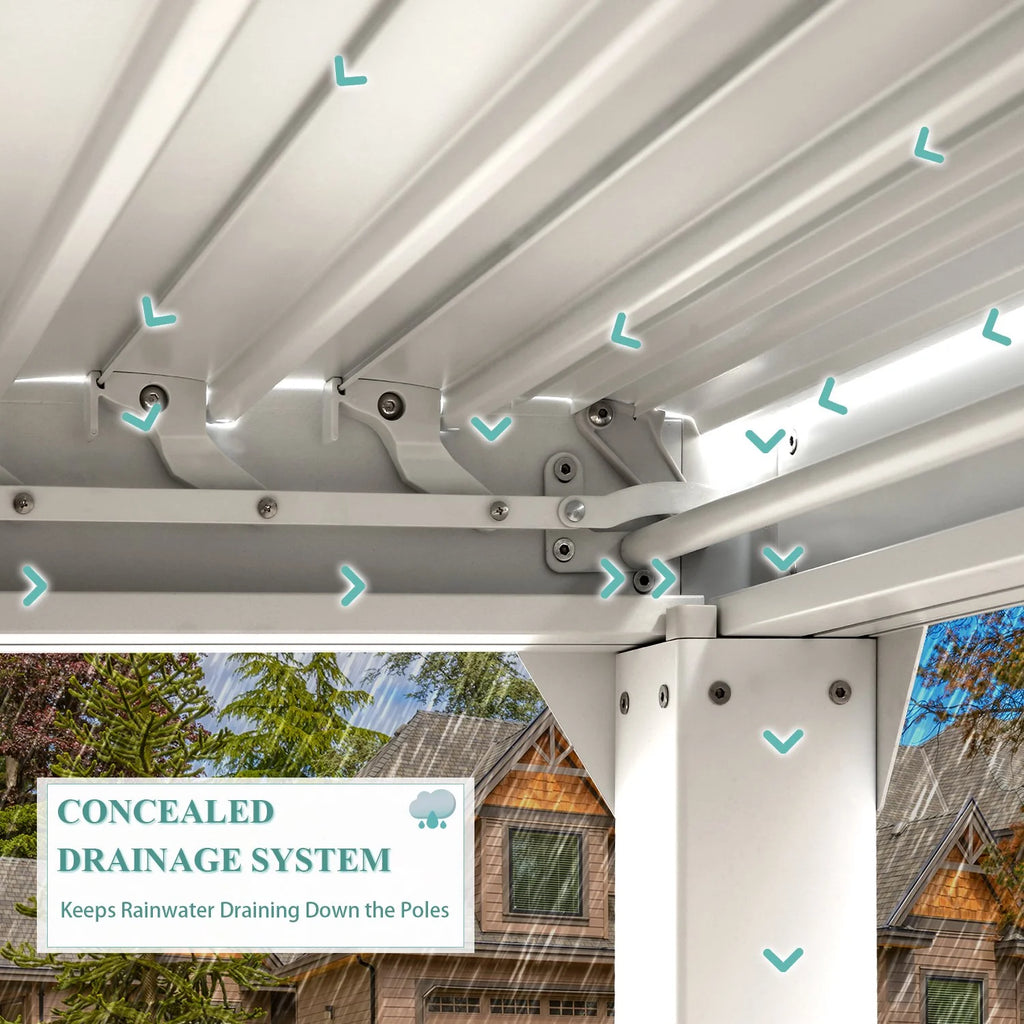 10'10' Outdoor Louvered Pergola with Adjustable Aluminum Roof W598