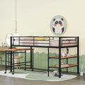 Twin Size Black Metal Loft Bed with Desk and Shelving H765