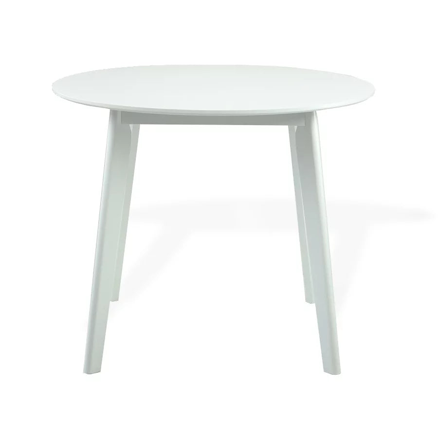 Set of 2 Chairs and Round Dining Table Solid Wood Padded Seat White Q270665