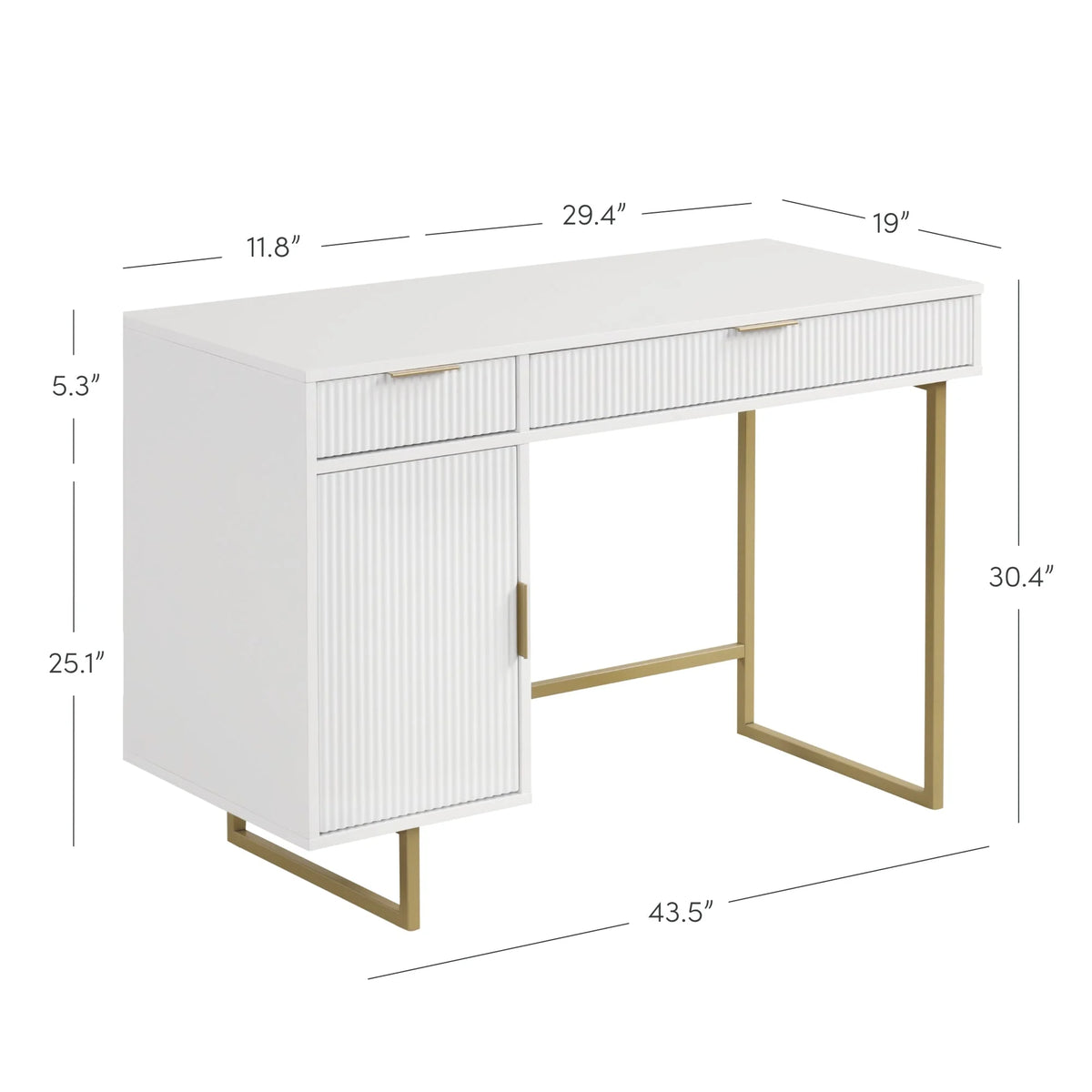 White Computer Desk with Drawers and Cabinet Storage B361482