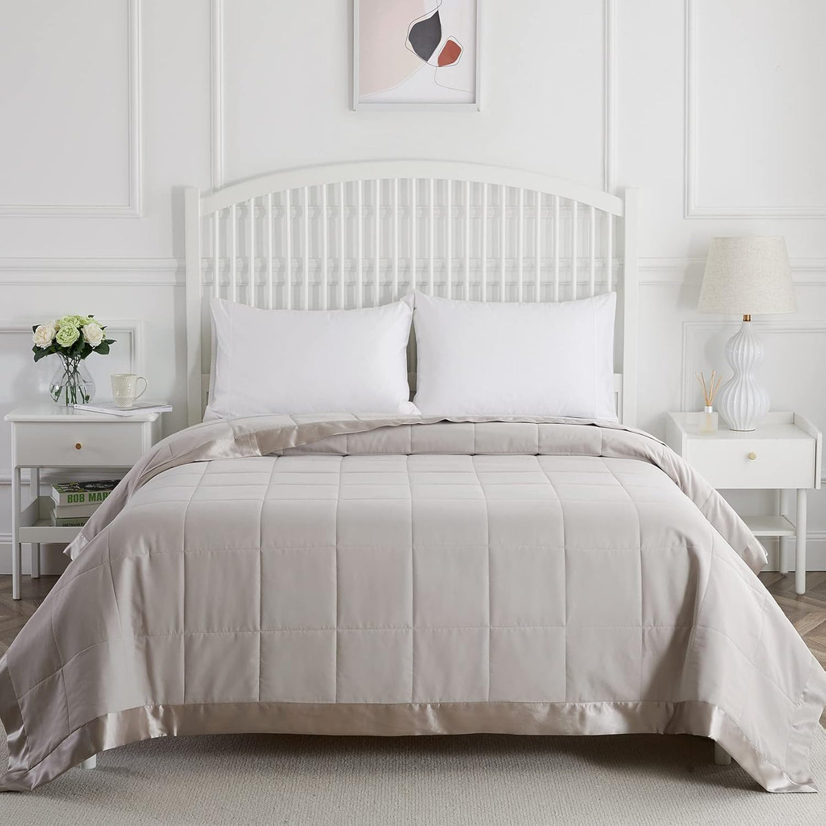Quilted Down Alternative Blanket with Satin Trim I641479