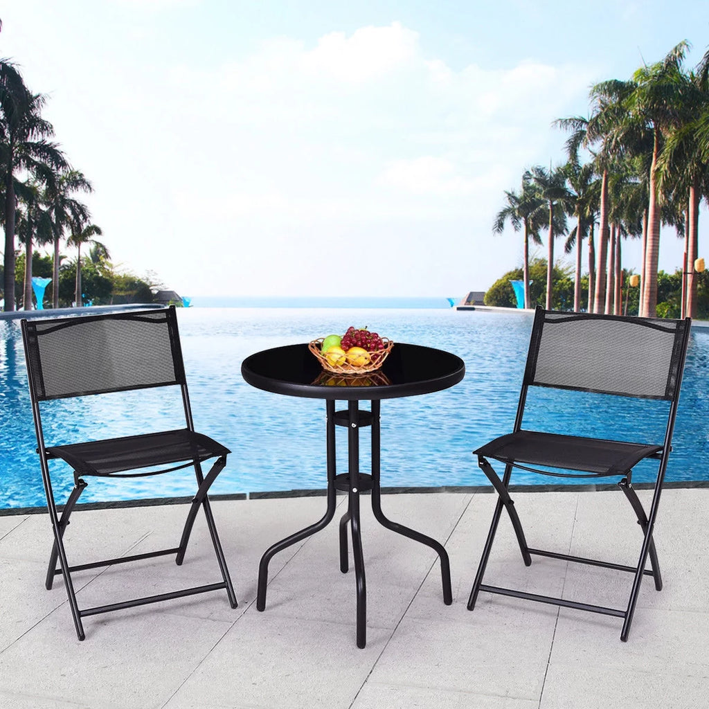 3 Pcs Bistro Set Folding Chairs W463428
