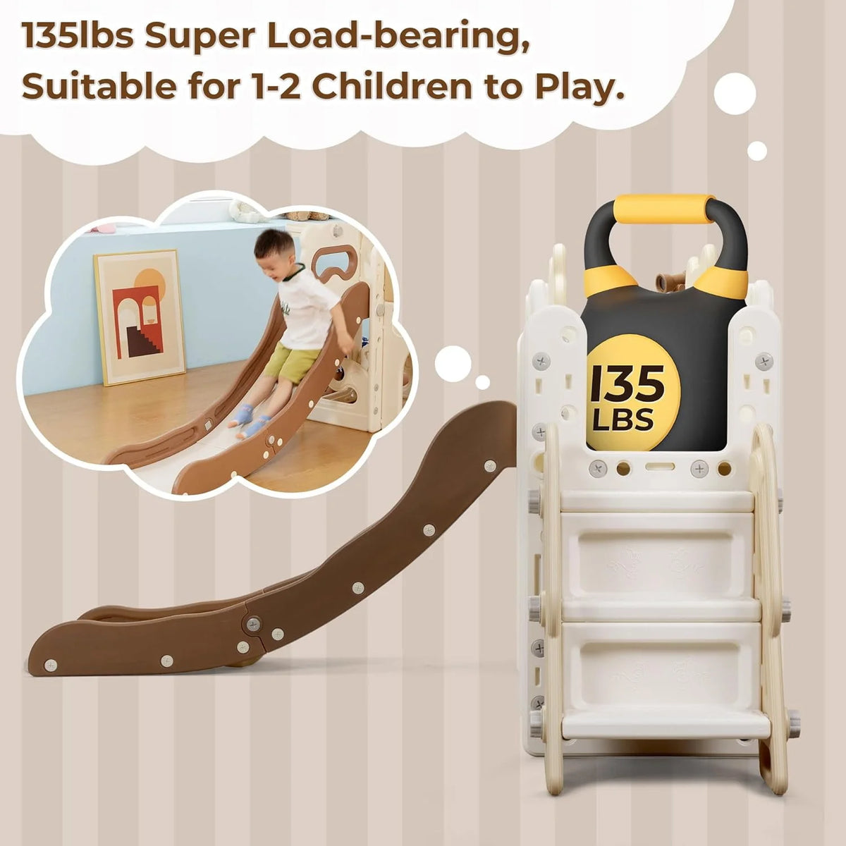 5-in-1 Kids Slide and Climber with Basketball Hoop U814554